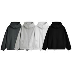 重磅全棉420克boxy短款连帽卫衣双拉链开衫外套男RH5359-P65，女装短外套，星座610B-1