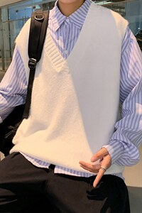 马甲男韩版潮流新款秋冬2021针织无袖青年新款A161-2-MY9011-P40图片