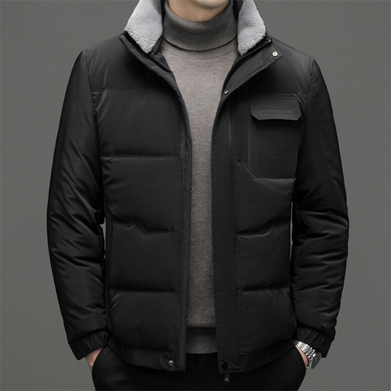 冬季立领纯色羽绒服男士爸爸装加厚保暖上衣中年商务休闲男装外套,男装羽绒服,电商B212（原钱塘6029）