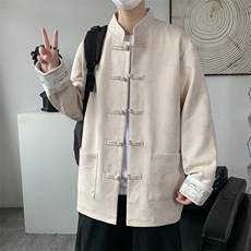 男士外套麂皮绒印花夹克盘扣立领唐装龙XZ1512-2508-P85，男装夹克，星座1512