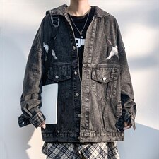 2021秋季新港风白墙大码男日系仙鹤刺绣牛仔衣夹克外套NJ125-P70，男装夹克，电商A001