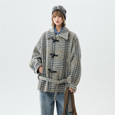 羊毛呢子加棉加厚棉衣宽松格子设计感翻领棉服A170-N62-P158，男装棉衣，电商A170