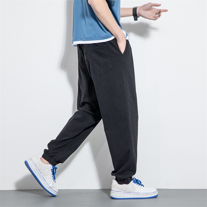 2025夏季新款大码风棉麻日系束脚休闲长裤哈伦裤K110P55,男装休闲裤,星座815（原A203）