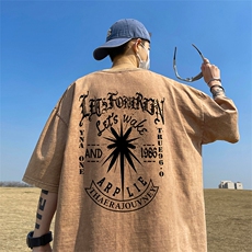 量大优可供抖音视频支持得物品质配合二开美式水洗短袖t恤SX116，男装T恤，电商A486
