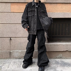 时尚潮牌做旧水洗牛仔外套长袖休闲复古夹克情侣上衣男百搭，男装夹克，星座716-4