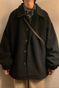 N2070/P75加棉P85冬季毛呢夹克男女中性风宽松大码呢子外套夹克图片