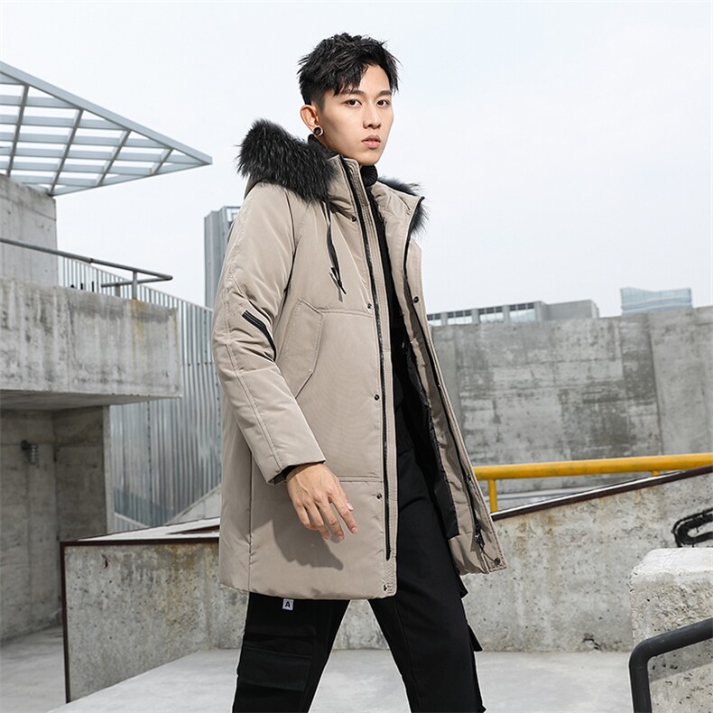 2020电商B247冬季新款港风潮流中长款大毛领羽绒服白鸭绒925,男装羽绒服,电商B247