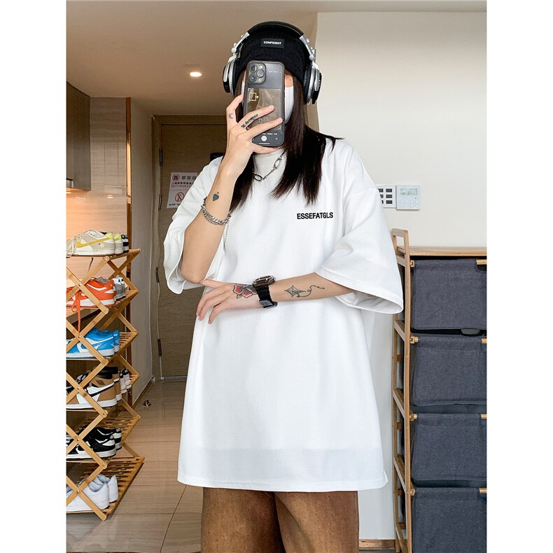 中性2025夏装新款华夫格体恤情侣大码男女宽松ins短袖T恤HK18-P23,男装T恤,电商A233-1