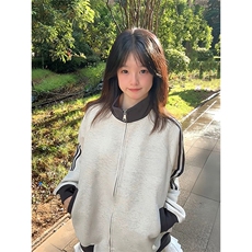 抖音得物高品质美式高街重磅结构设计拼接织带立领卫衣外套CM42，女装短外套，电商A486-1