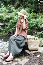 【现货】斜纹苎上衣+双色色织苎半裙，女装半身裙，依鼎衣典