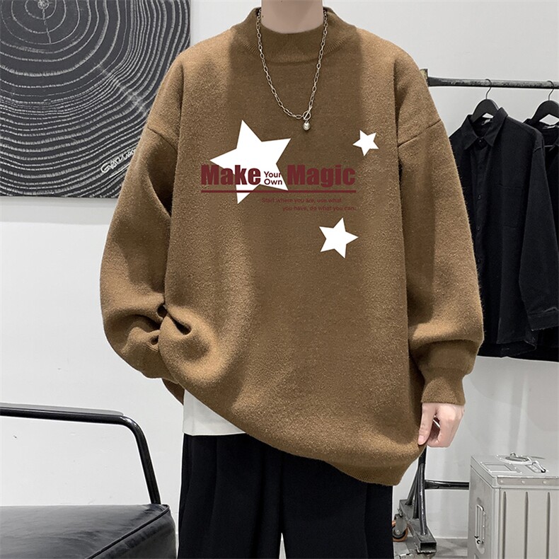 8XL半高领毛衣男大码胖子针织衫毛线衣M18379-P45加绒款-P65,男装针织衫/毛衣,电商A040
