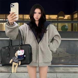 抖音得物高品质二开 26春装美式重磅宽松结构双面连帽卫衣外套W68图片
