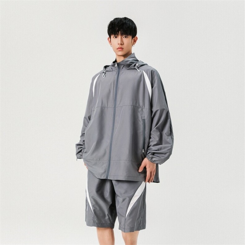 拼色双拉链抽绳外套运动复古休闲两件套男A406TZ2678特P78,男装休闲套装,星座309（原A406）