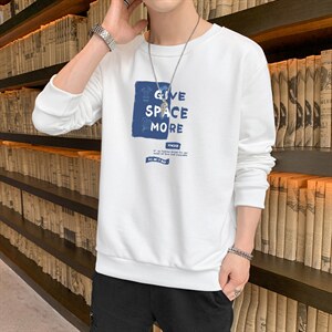 跑量卫衣男22秋季打底上衣潮流韩版宽松T恤时尚百搭长袖W155图片