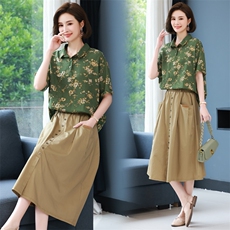 2024年夏季新款套装女士两件套装韩版休闲短袖连衣裙女中长款显瘦，女装套装/套裙，简韵佳