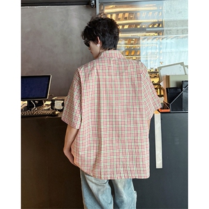 CS1151-特批40控78 夏季新款男女格子短袖大码男衬衫（带配件）图片