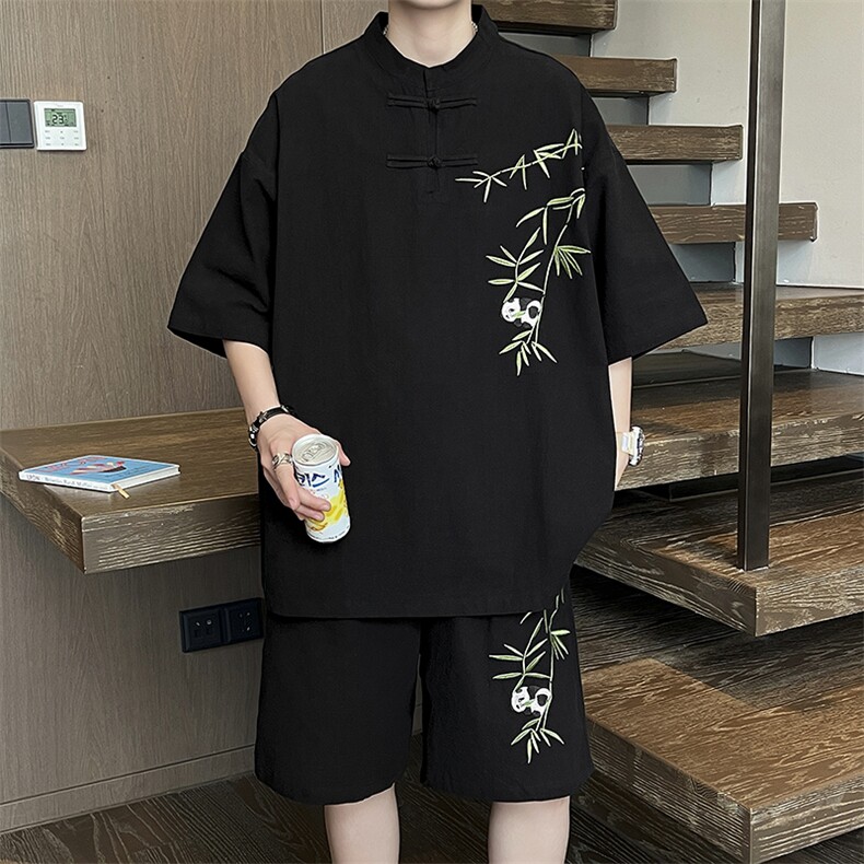 C451-P602024夏季新中式休闲运动套装男潮牌宽松百搭短袖T恤现货,男装T恤,星座512-6