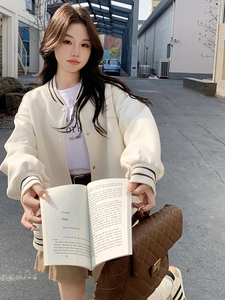 春季潮流棒球服外套女校园风简约休闲小众韩系超好看小个子上衣女图片