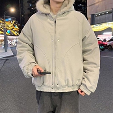 现货高品质美式高街冬季重磅硬挺短款座山雕毛领棉衣男女加厚外套，男装棉衣，电商A486-1