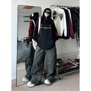 抖音得物供货 提供视频 秋冬重磅美式宽松织带连帽卫衣2303图片