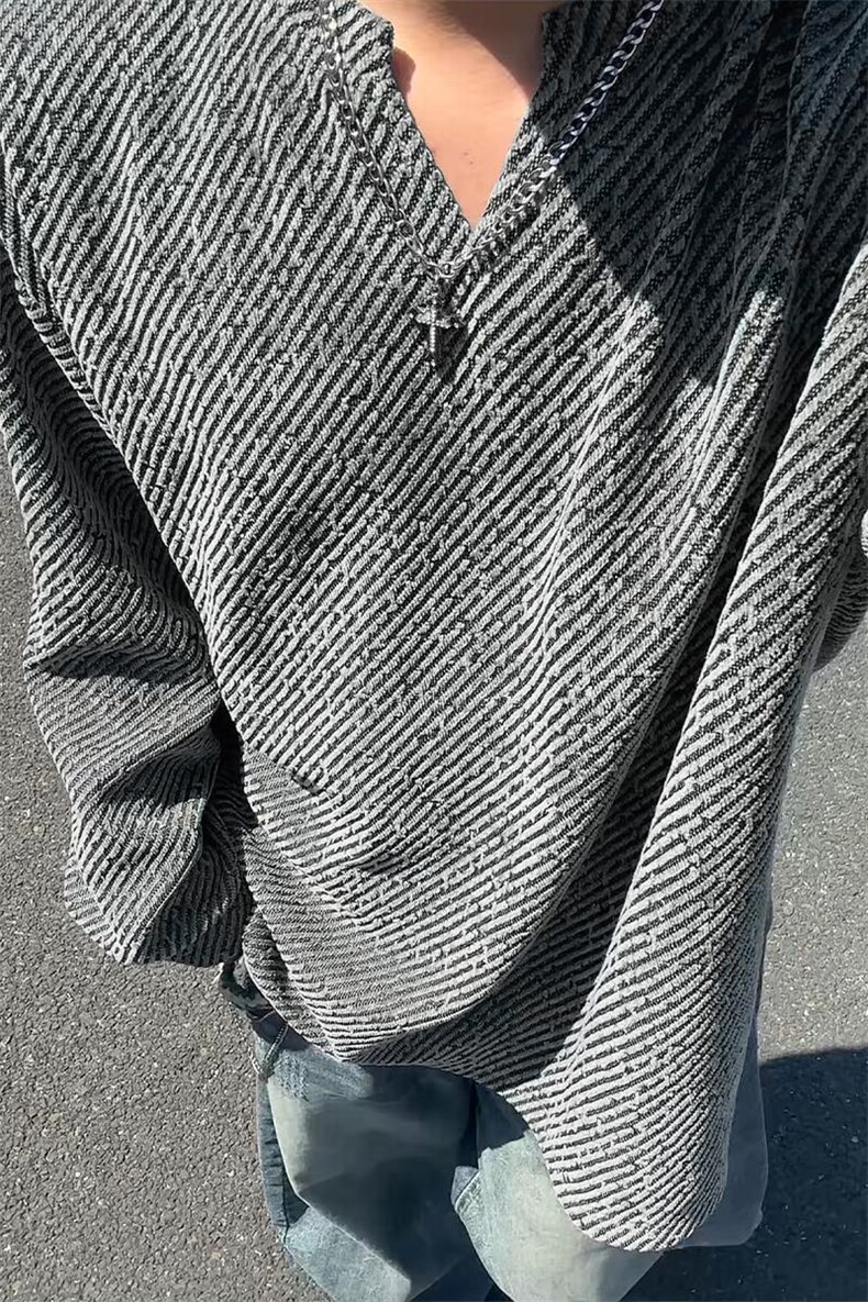 满天星v领卫衣男春秋季美式重磅潮牌宽松潮流oversize套头上衣服,男装T恤,电商A001