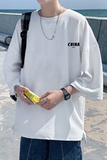 Q11248-P30春夏季七分袖t恤男大码五分袖男短袖中袖，男装T恤，电商A040