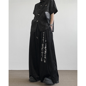 新中式书法裤山本耀司暗黑休闲裤风汉服 310A-2 BK319 P60 控78图片