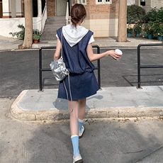 2025新款！夏季牛仔无袖套装超好看网红，女装套装/套裙，欧黛芙妮