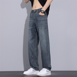 天丝牛仔裤男夏季超薄款宽松直筒冰丝冰感阔腿休闲长裤子H503-P50图片