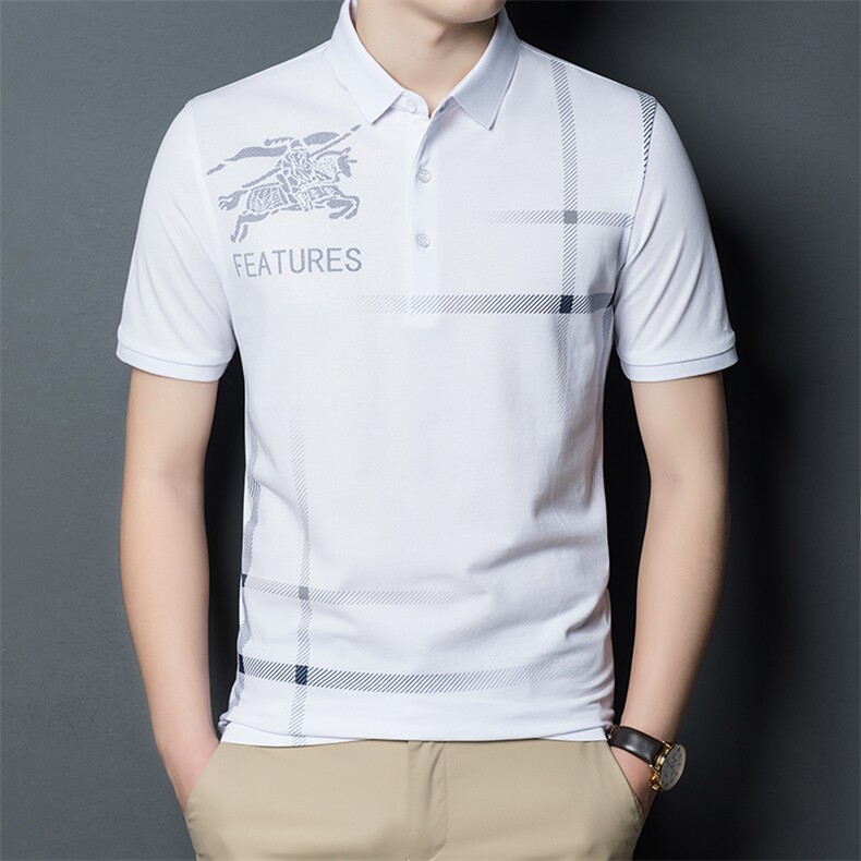 新款男装中青年翻领POLO衫短袖上衣商务休闲宽松潮流爸爸装P45，男装Polo衫，钱塘6003A(原)4033A