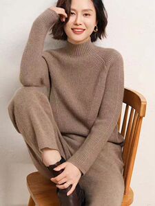 气质半高领打底衫女新款长袖内搭套头针织毛衣修身羊毛衫图片