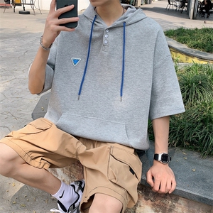 特P38控68 华夫格冰丝连帽短袖男夏季外套中性宽松LM01图片