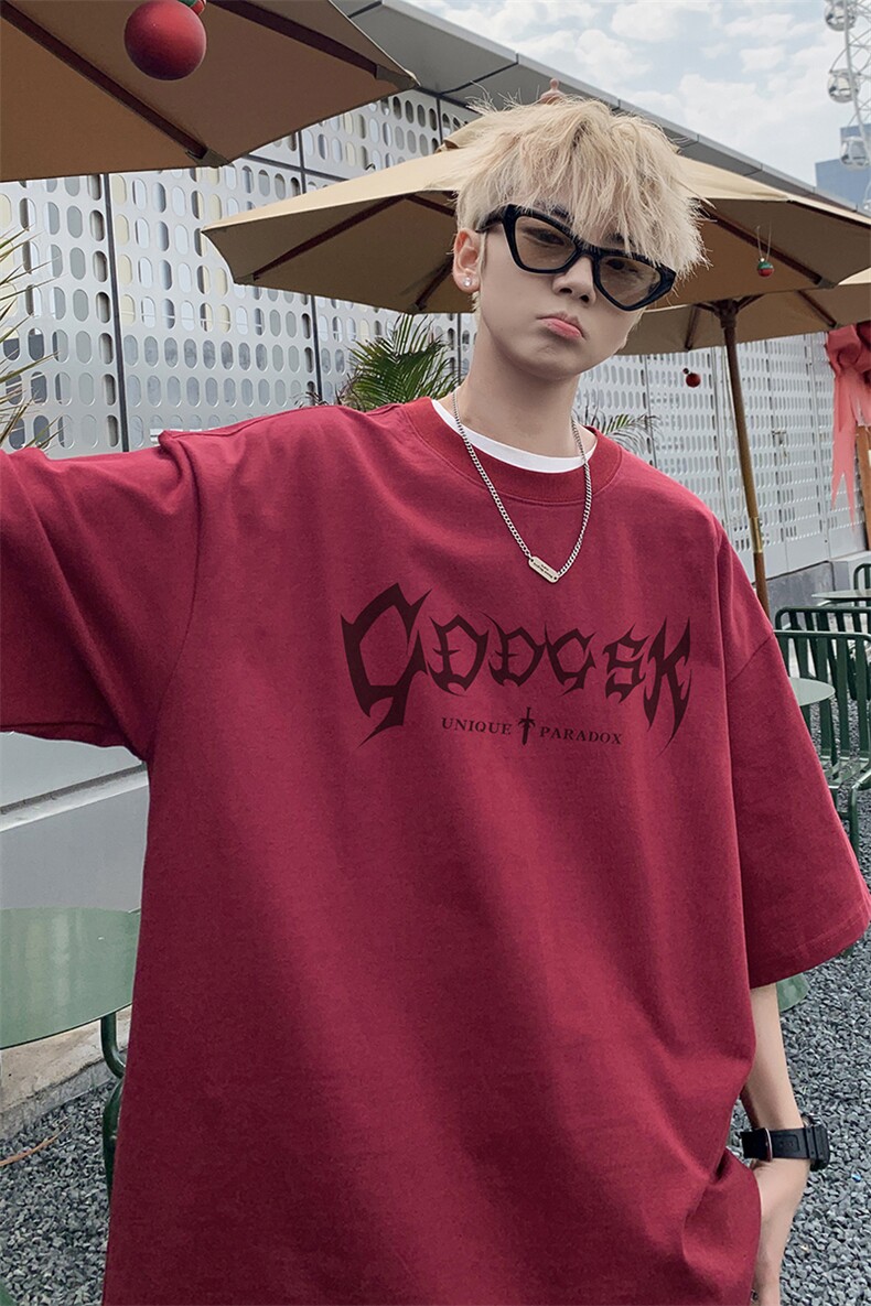 已注册/夏季外景纯棉复古宽松短袖T恤男圆领百搭半袖衫DT9707/P25,男装T恤,电商B316