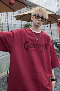 已注册/夏季外景纯棉复古宽松短袖T恤男圆领百搭半袖衫DT9707/P25图片