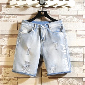 XZ103A-D025-P38-限价58砖墙日系大码破洞牛仔短裤肥仔，男装牛仔裤，星座103A