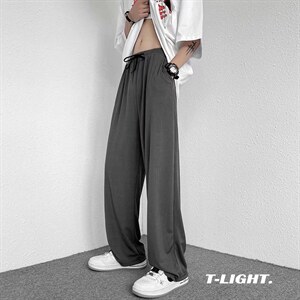 休闲裤男宽松直筒垂感拖地夏季港风高级感薄款炸街裤子BK1189-P28图片