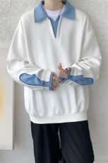 8XL-M美式拼接新款翻领高级感衬衫领运动上衣长袖卫衣男WY26P68，男装衬衫，电商D206-1