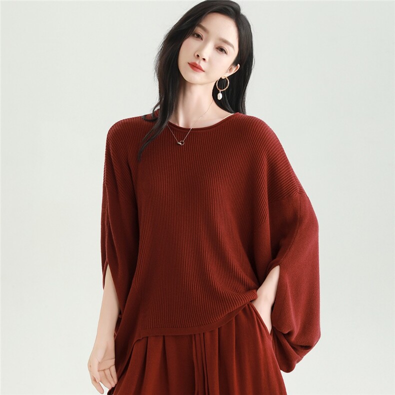 2025秋冬百搭时尚简约圆领长袖针织衫，女装针织衫/毛衣，雅之冉羊绒