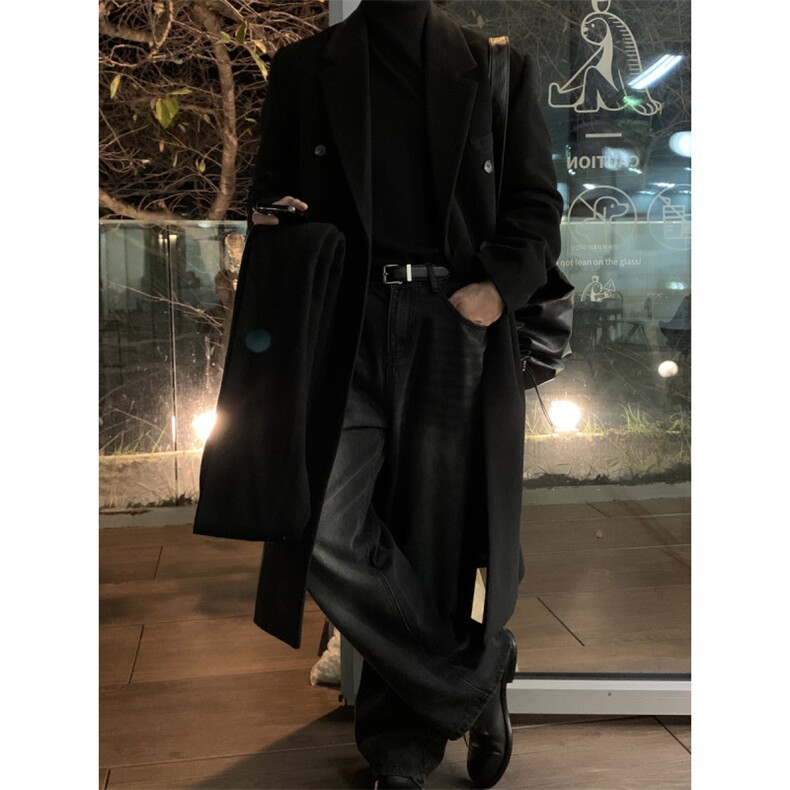【现货】秋冬超长款男士呢大衣韩版潮流加厚风衣DY0021特P110,男装风衣,星座1004（原星座815-3）