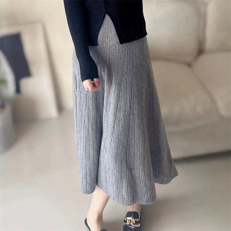 山羊绒半身裙中长款包臀裙一步裙秋冬女2025年新款,女装半身裙,绒美人羊绒