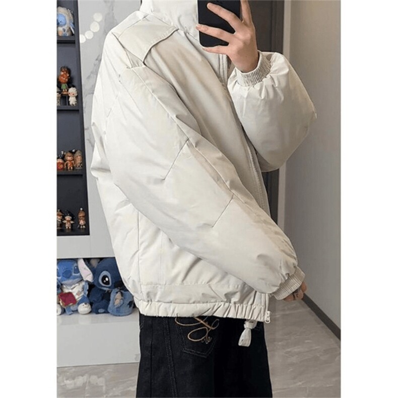 现货冬季美式休闲加厚雪山外套夹克立领纯色三防户外工装棉服,男装夹克,电商A443