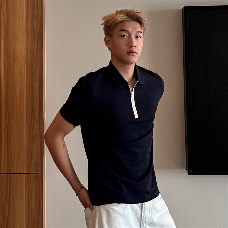 2025夏季新款高品质拉链设计时尚短袖翻领Polo衫2271-P50,男装T恤,电商D342
