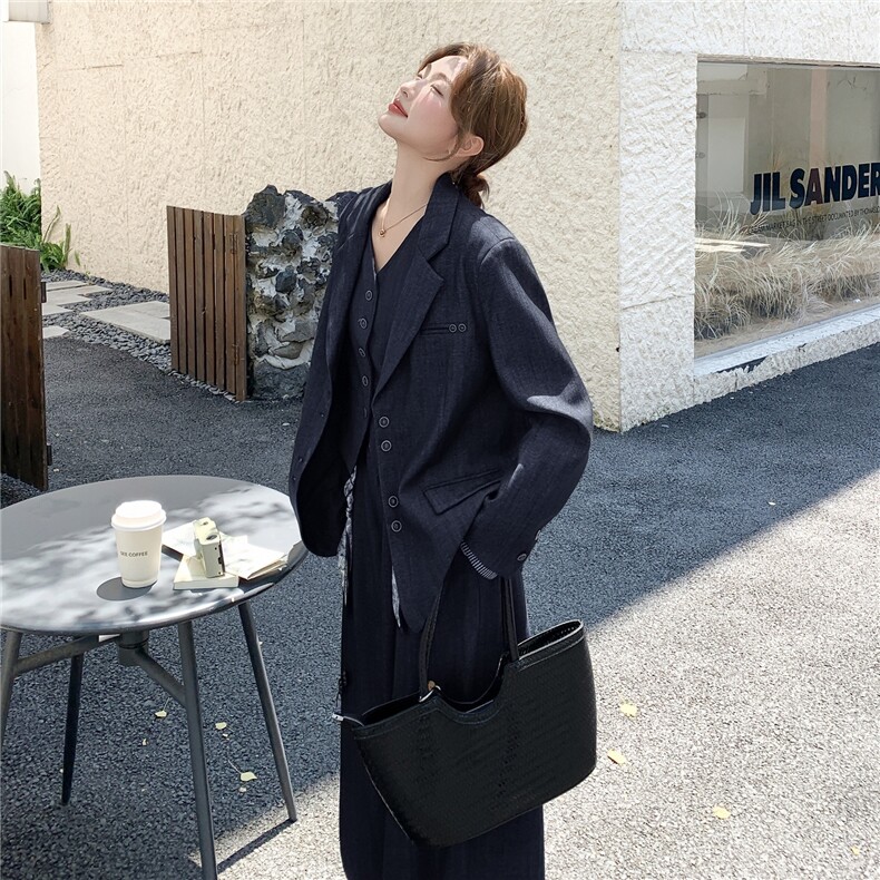 高级感慵懒宽松休闲西装显瘦马甲气质长裤三件套女秋2025新款,女装套装/套裙,慧尚2-185