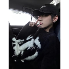 欧美小众高级感毛衣男宽松氛围感圆领套头针织衫情侣上衣，男装针织衫/毛衣，星座506A