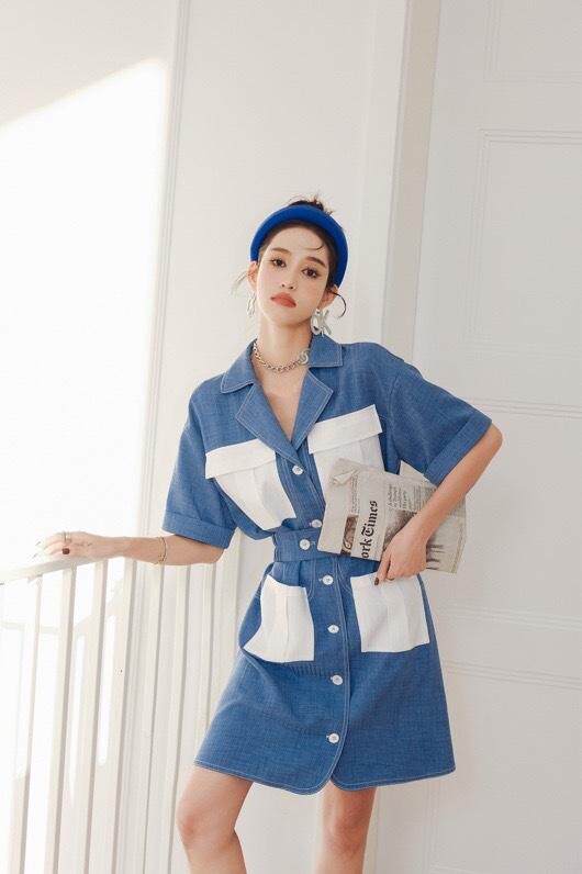 蓝天白云连衣裙，女装连衣裙，SHALLGAR