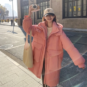 现货-2023年冬季90白鸭绒中长款羽绒服外套女图片