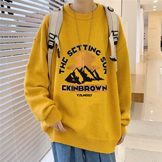 1港风新款宽松休闲中性情侣潮流印花毛衣男外套7983P48加绒P55，男装针织衫/毛衣，星座226-2