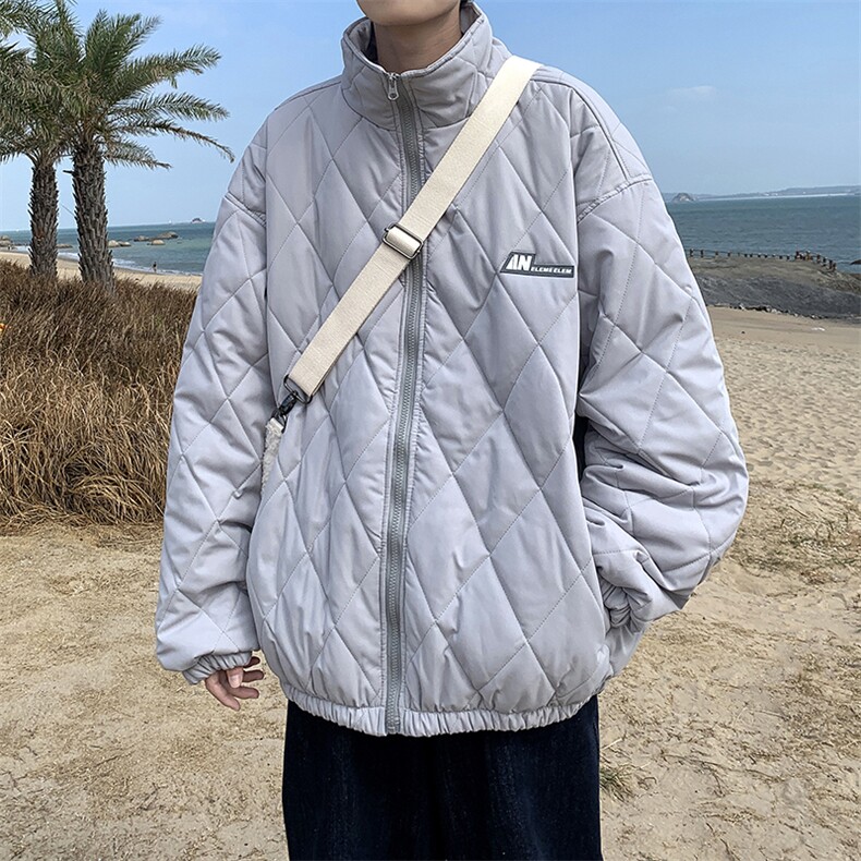棒球服美式棉服男菱格加绒加厚冬装潮牌秋冬棉衣外套CW2287-P68,男装棉衣,星座512-2