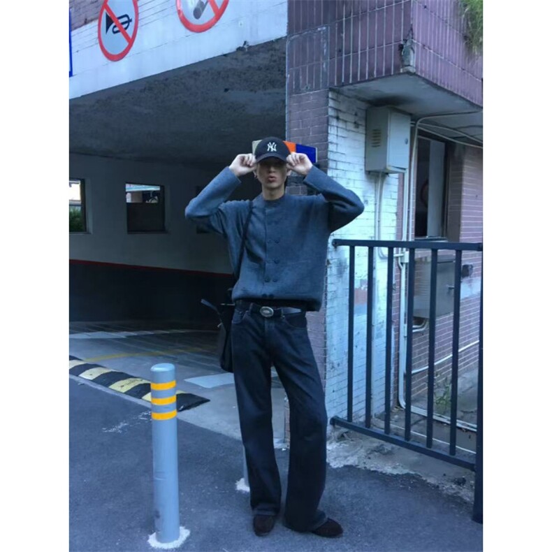 预售款~已下单 秋冬深灰色双排扣设计感针织开衫毛衣MY2578批68图片