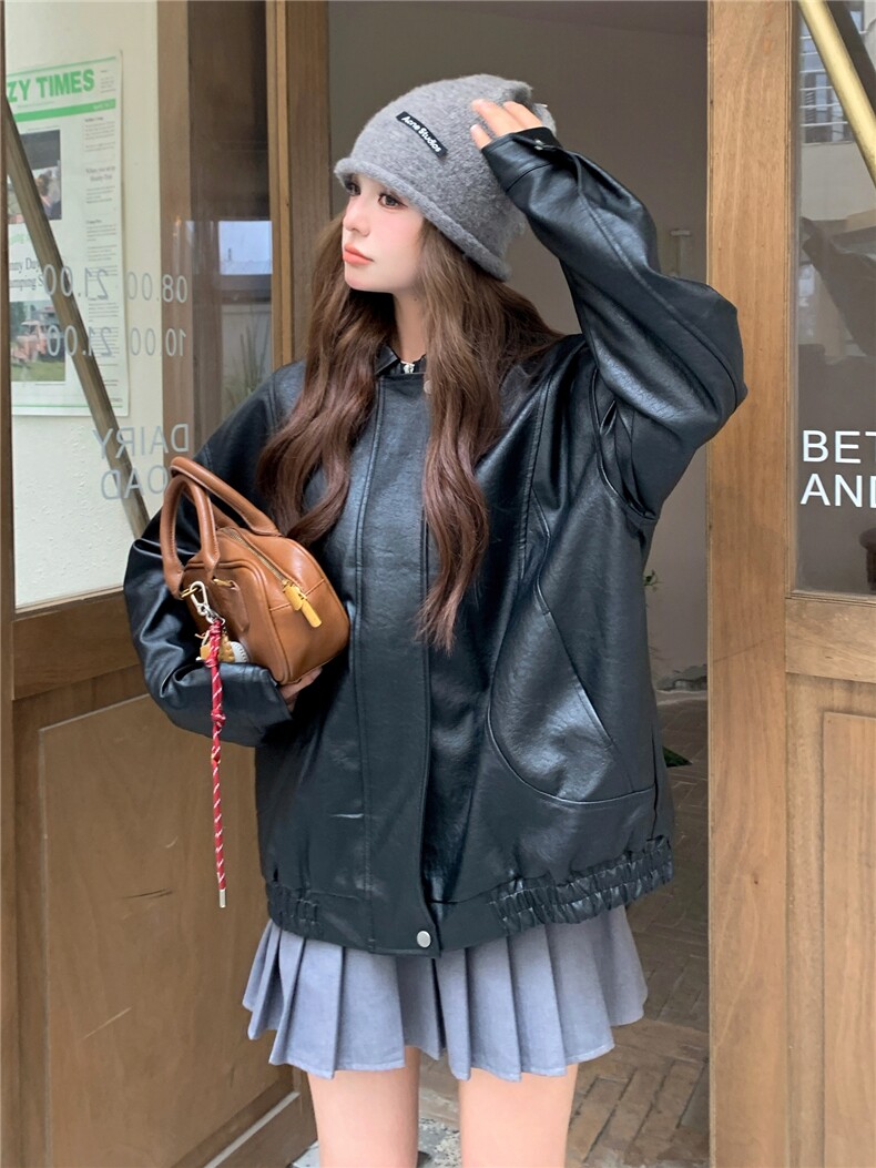 现货休闲宽松复古机车服上衣ZB200-27011-P125-K178,女装皮衣,浙宝200